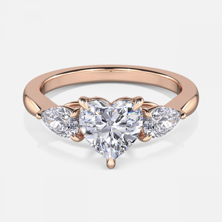 Tierney Heart Three Stone Moissanite Engagement Ring