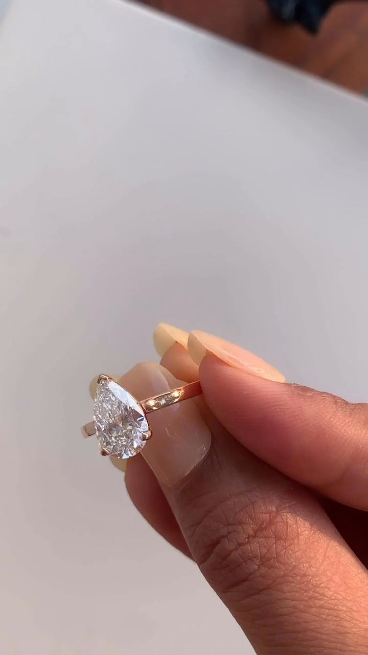 Pear Solitaire Moissanite Engagement Ring