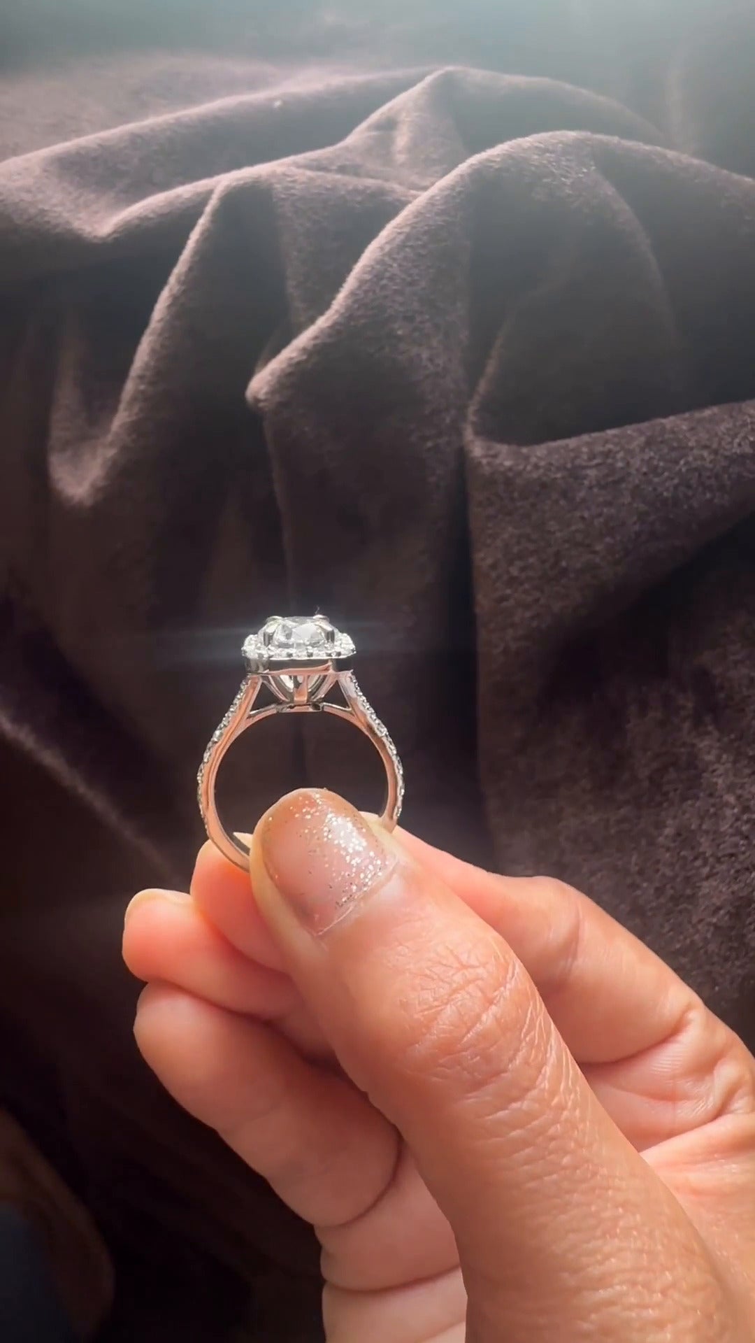 Dove Round Halo Engagement Ring