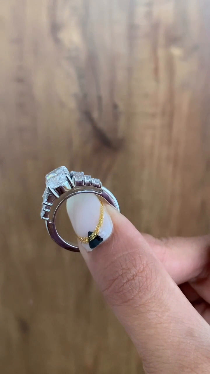 Three Stone Moissanite Engagement Ring