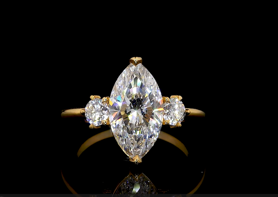 Three Stone Moissanite Engagement Ring