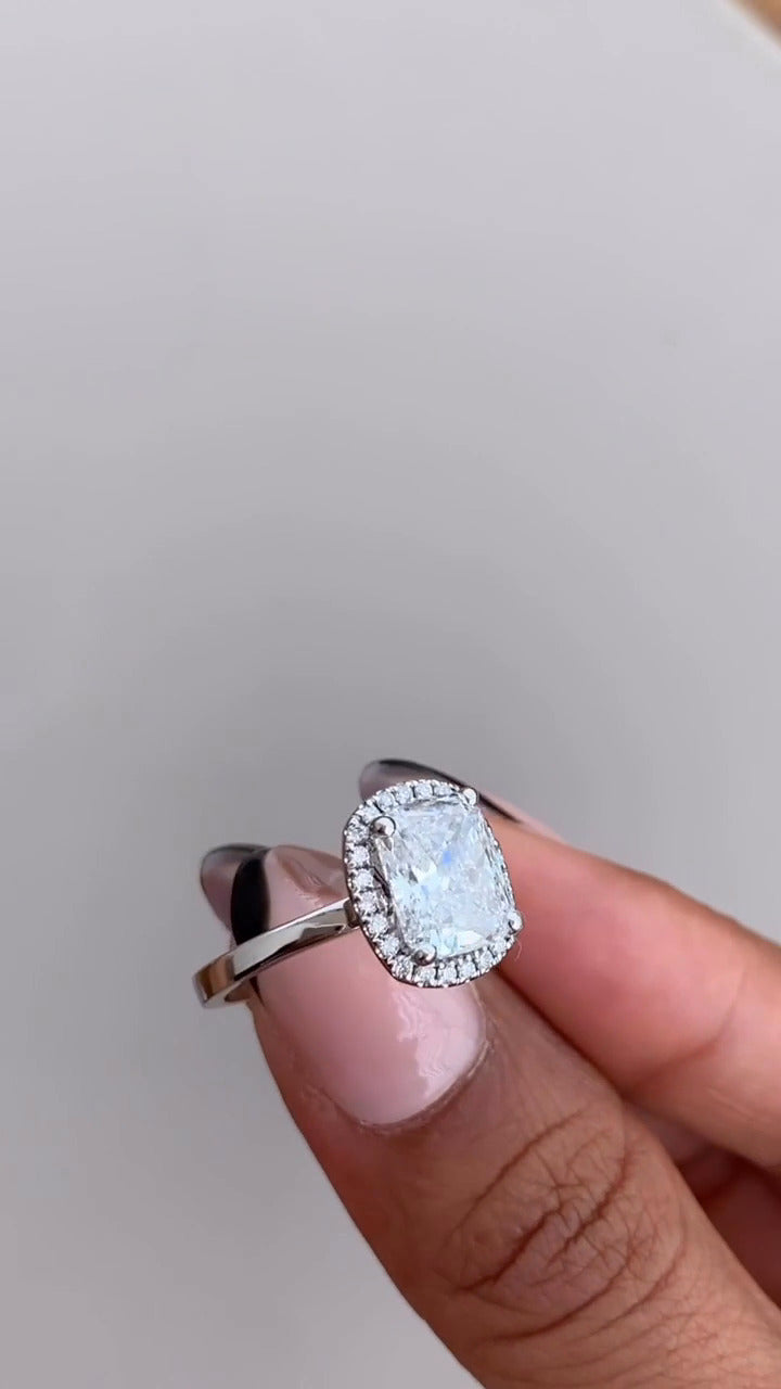 Cushion Halo Engagement Ring