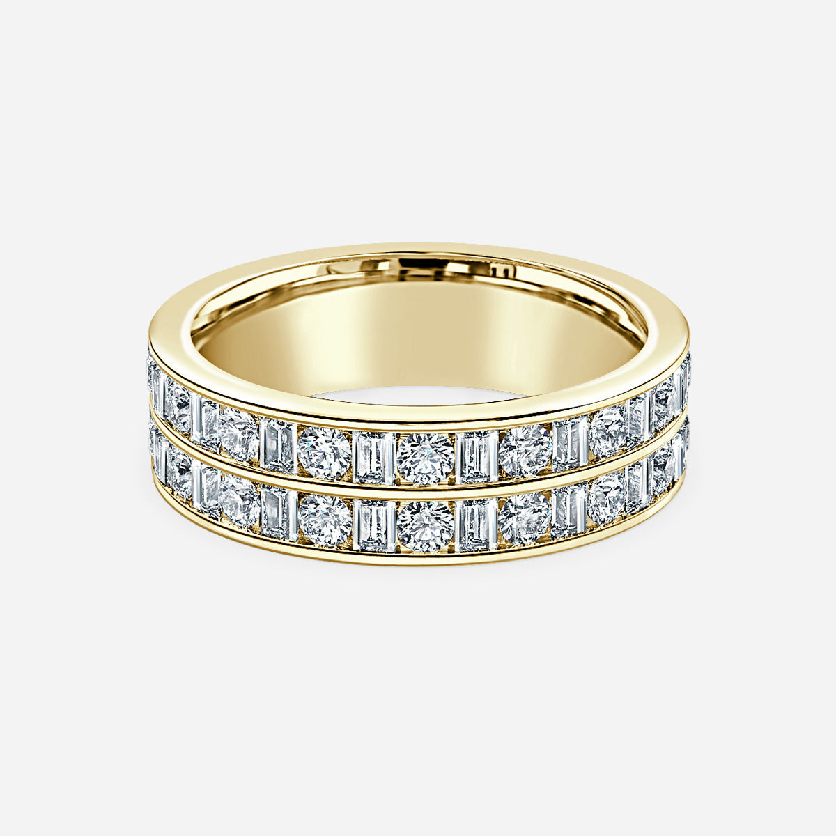 Round And Emerald Moissanite Wedding Ring