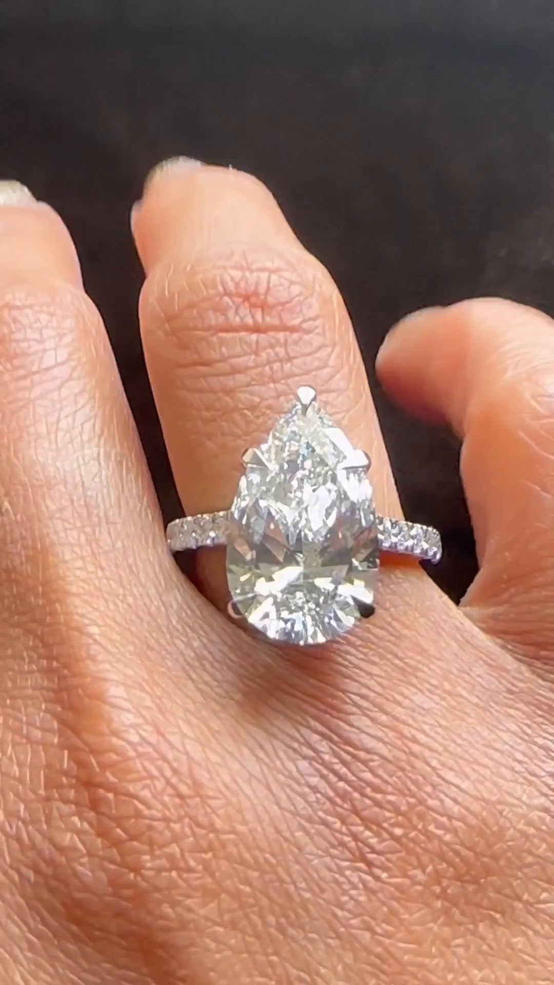 Pear Hidden Halo Engagement Ring