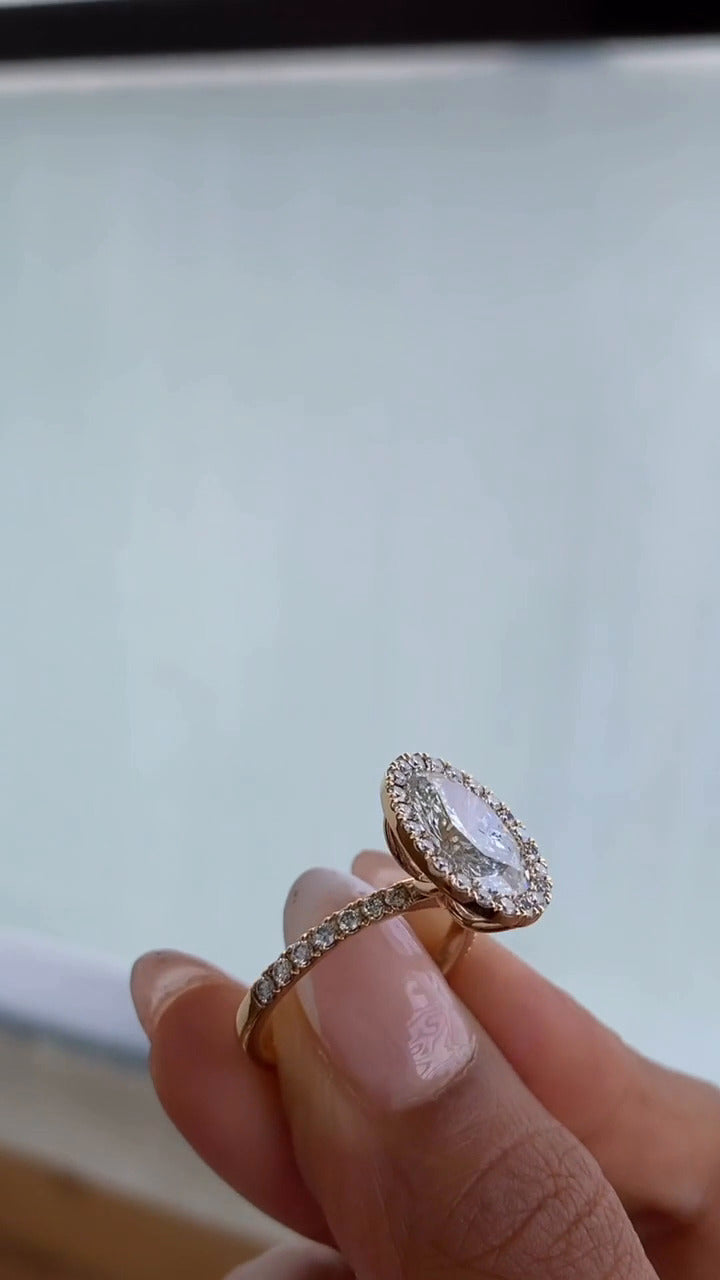 Oval Halo Moissanite Engagement Ring