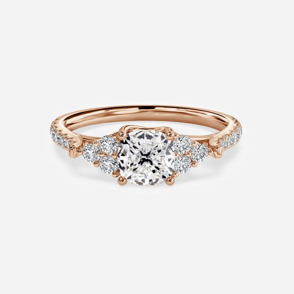 Galatea Cushion Three Stone Moissanite Engagement Ring