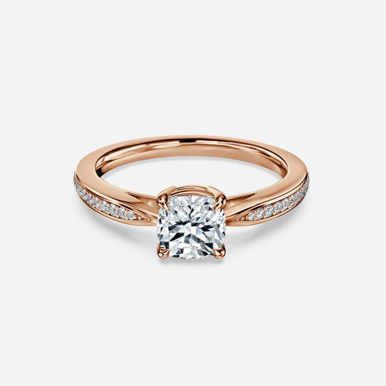 Isolde Cushion Diamond Band Moissanite Engagement Ring