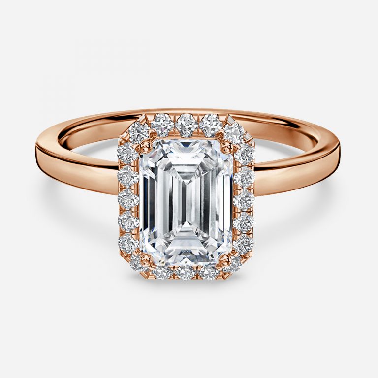 Katya Emerald Halo Moissanite Engagement Ring