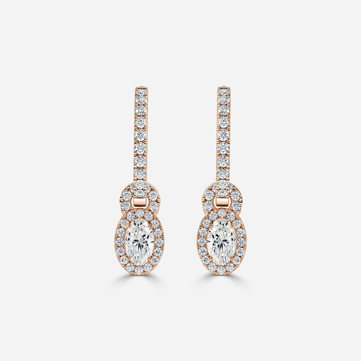 Oval Moissanite Halo and Drops Earring