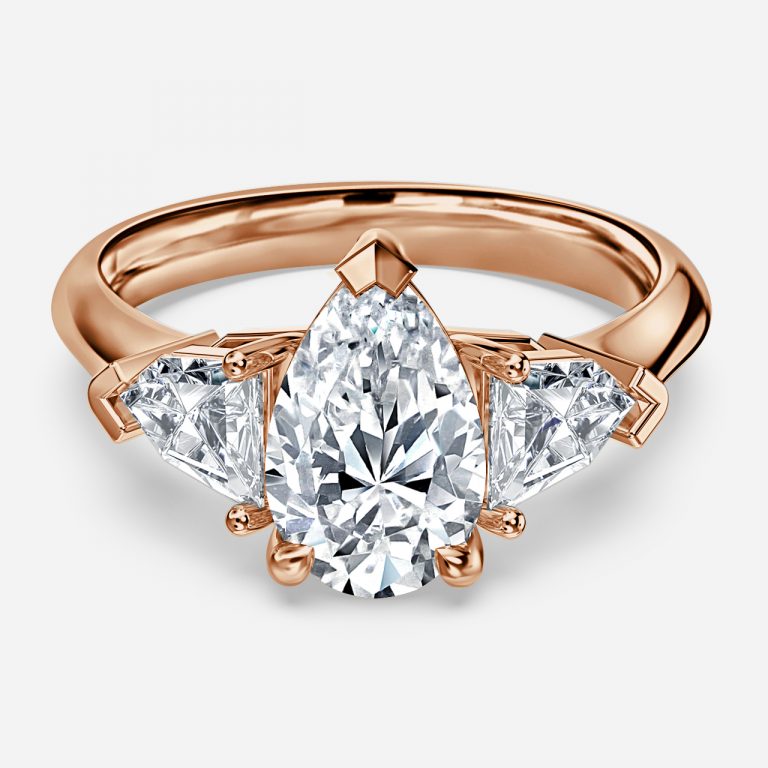Eri Pear Three Stone Moissanite Engagement Ring