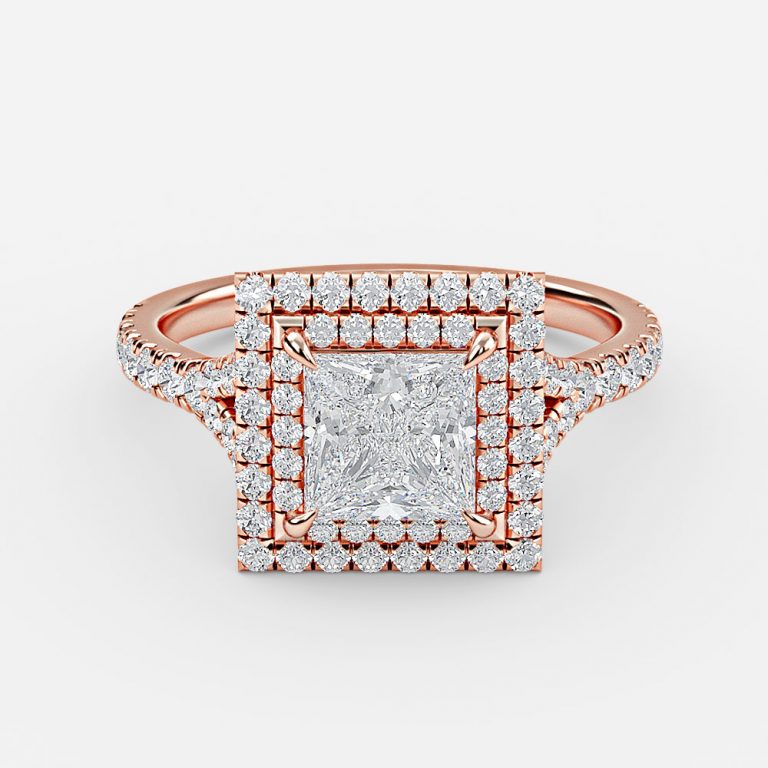 Afton Princess Halo Moissanite Engagement Ring