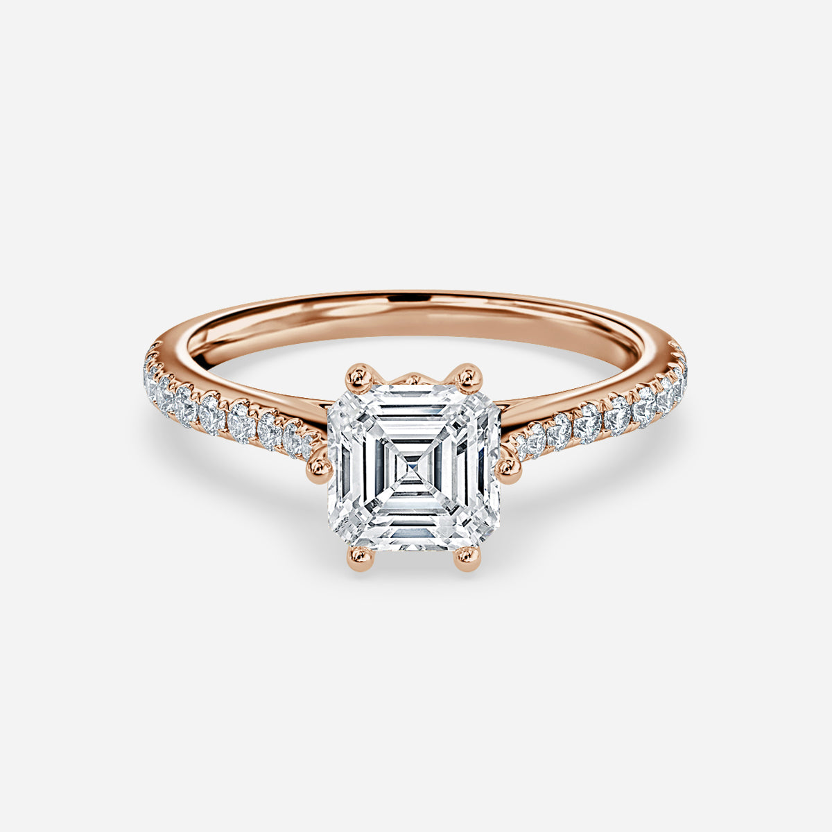 Odessa Asscher Diamond Band Moissanite Engagement Ring