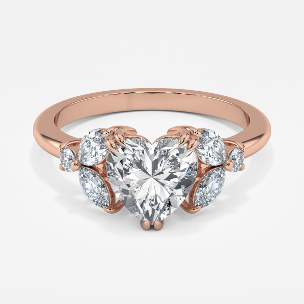 Zephyr Heart Three Stone Moissanite Engagement Ring