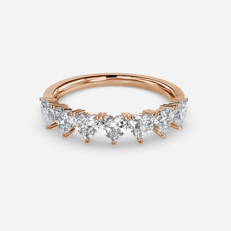 7 Stone Heart Moissanite Anniversary Band