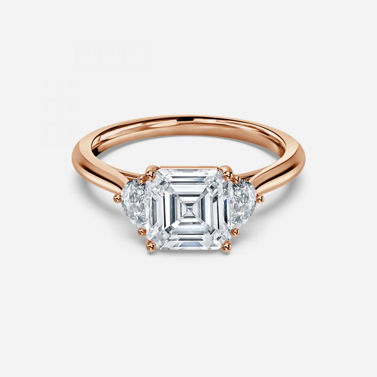 Kiara Asscher Three Stone Moissanite Engagement Ring