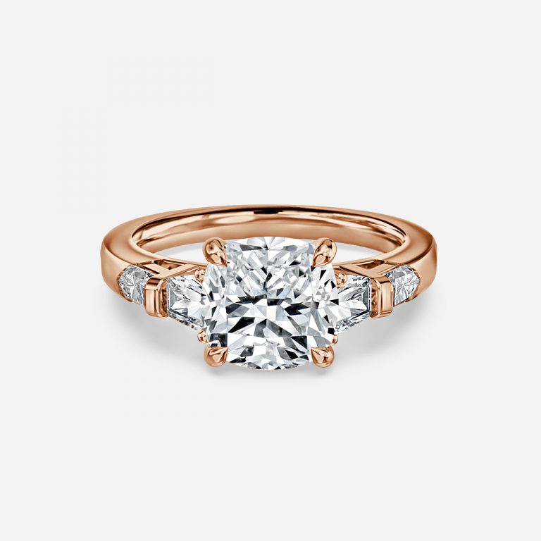 Maida Cushion Three Stone Moissanite Engagement Ring