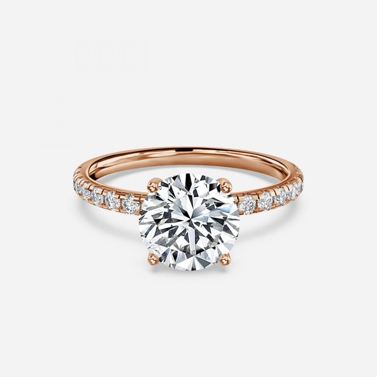 Vittoria Round Diamond Band Moissanite Engagement Ring