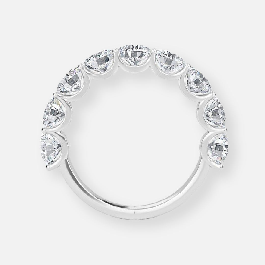 5.00ct Round 9 Stone Moissanite Anniversary Band in 10K White Gold