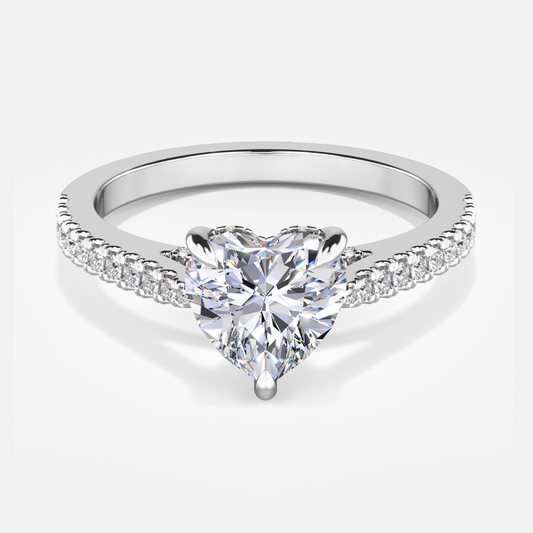 Yvette Heart Hidden Halo Moissanite Engagement Ring