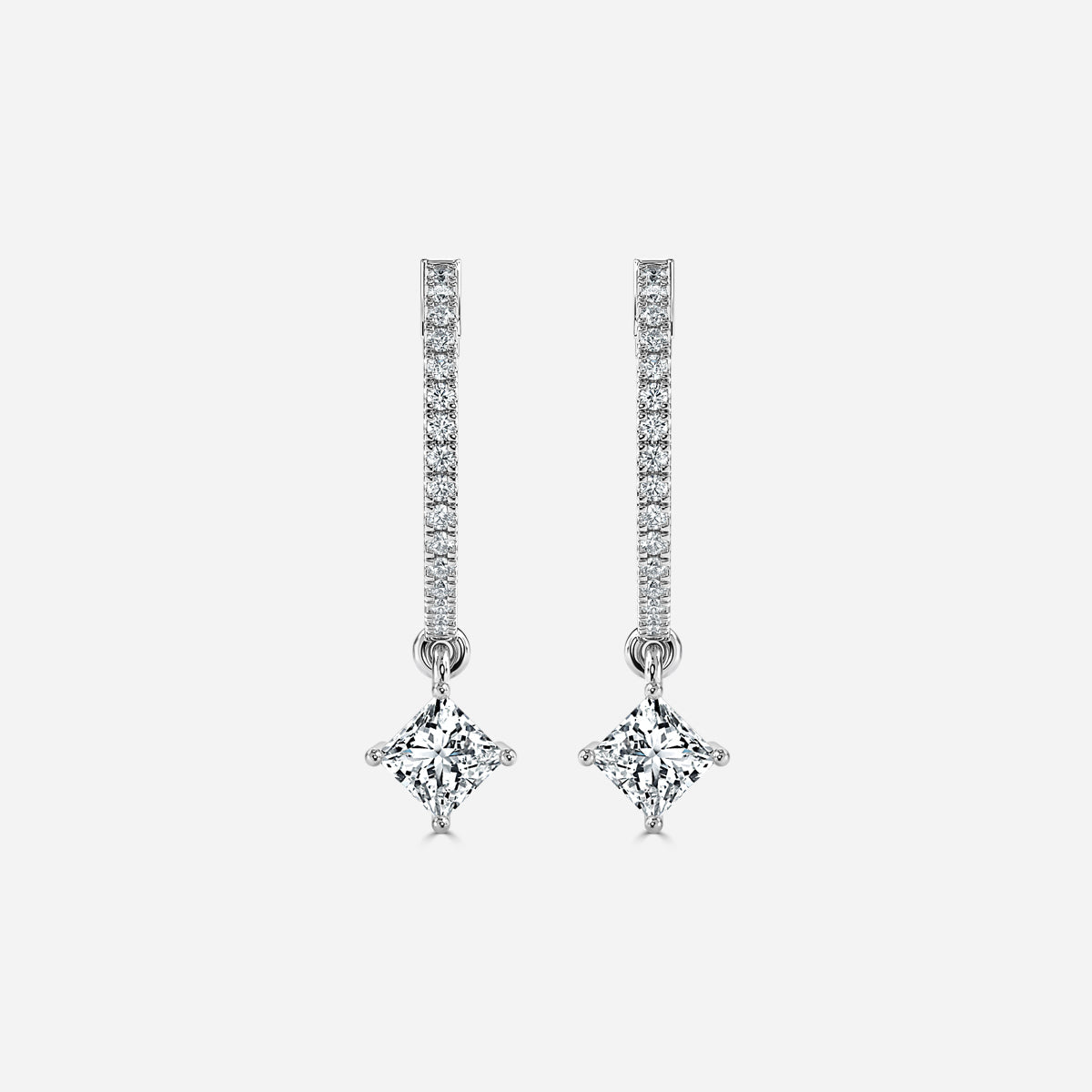Sia Princess Moissanite Hoop Earrings