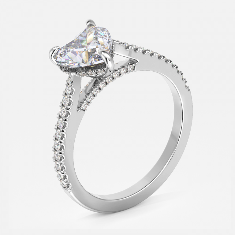 Yvette Heart Hidden Halo Moissanite Engagement Ring