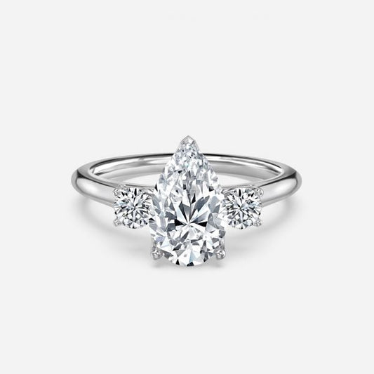 Myra Pear Three Stone Moissanite Engagement Ring