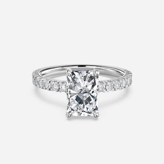 Leandra Radiant Hidden Halo Moissanite Engagement Ring