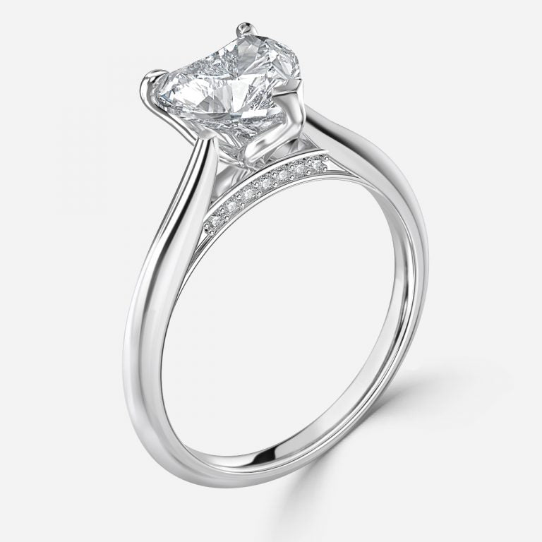 Saffron Heart Hidden Halo Moissanite Engagement Ring
