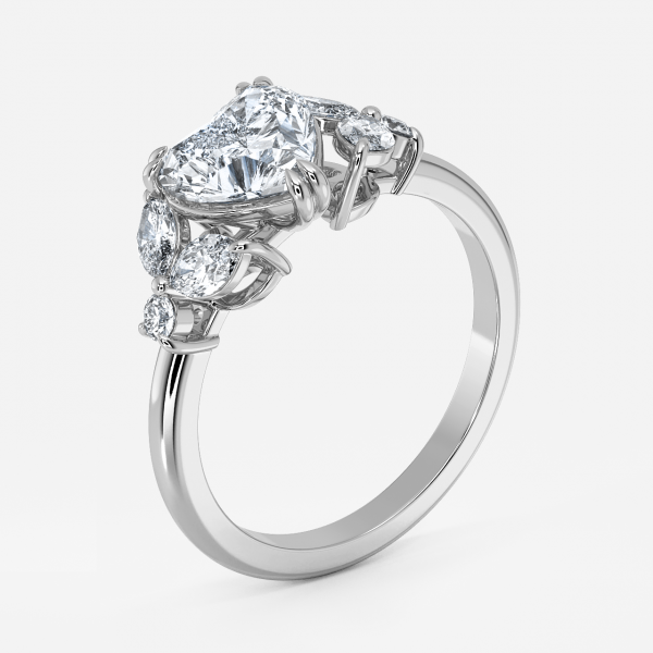 Zephyr Heart Three Stone Moissanite Engagement Ring