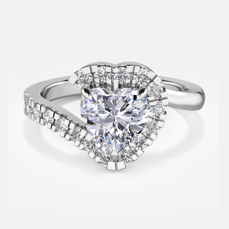 Thalassa Heart Halo Moissanite Engagement Ring