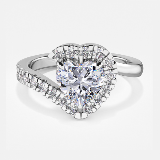 Thalassa Heart Halo Moissanite Engagement Ring