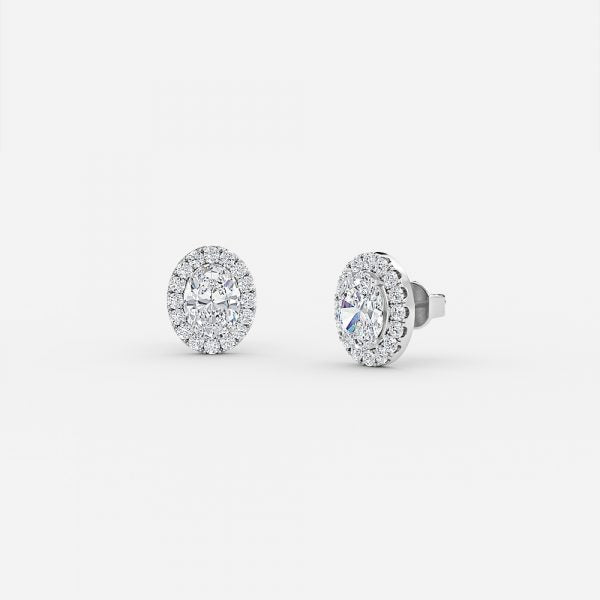 Oval Moissanite Halo Earrings