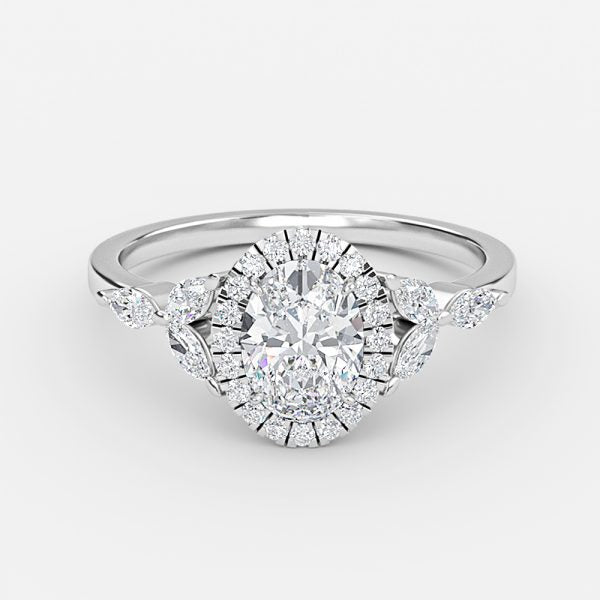 Jacinta Oval Halo Moissanite Engagement Ring
