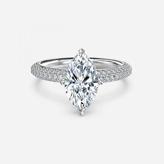 Eluned Marquise Hidden Halo Moissanite Engagement Ring