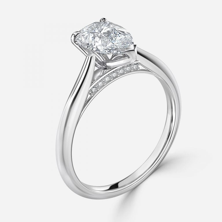 Saffron Pear Hidden Halo Moissanite Engagement Ring