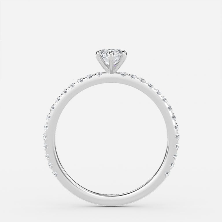 Zeni Marquise Diamond Band Moissanite Engagement Ring
