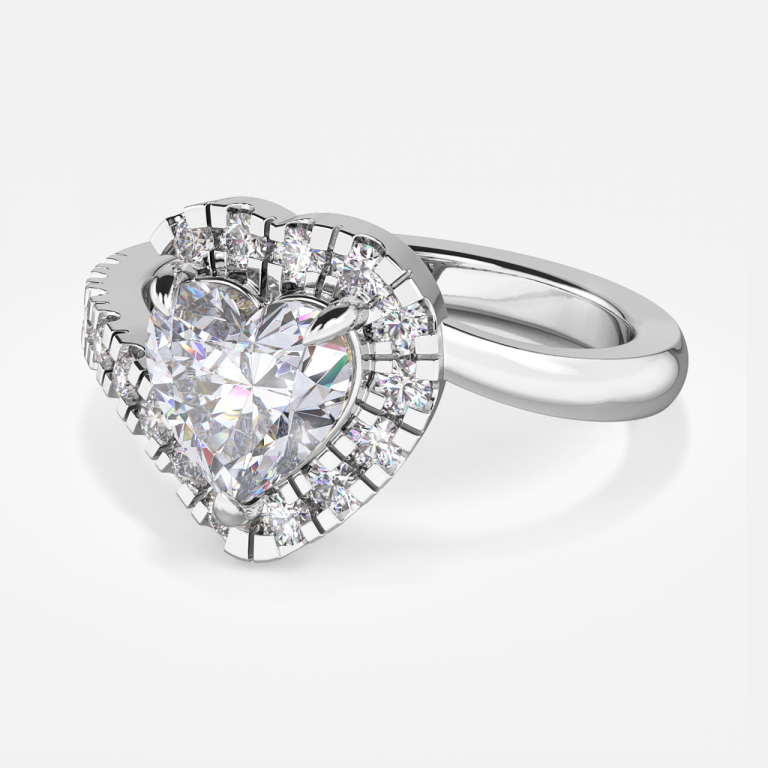 Thalassa Heart Halo Moissanite Engagement Ring