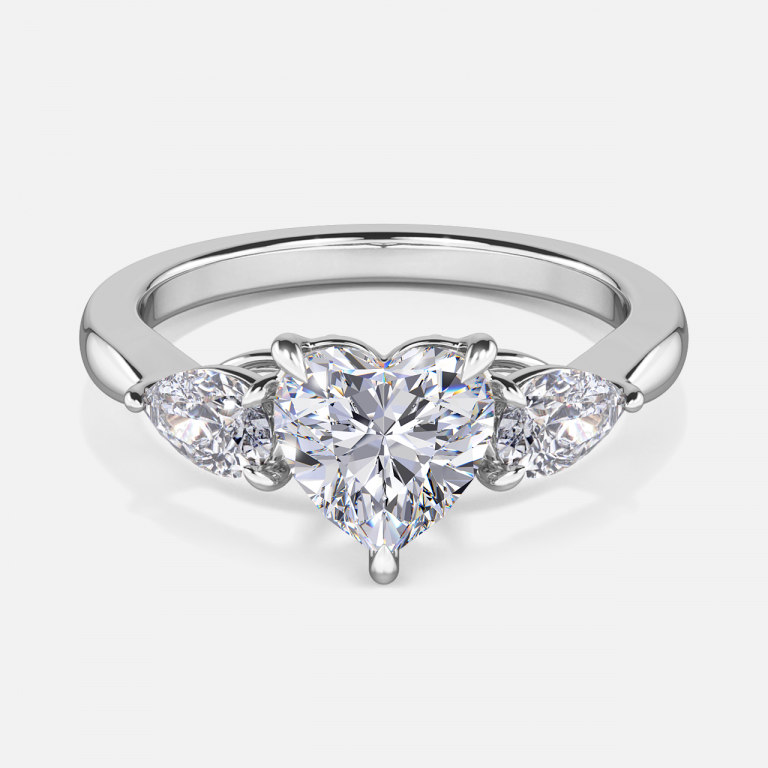 Tierney Heart Three Stone Moissanite Engagement Ring