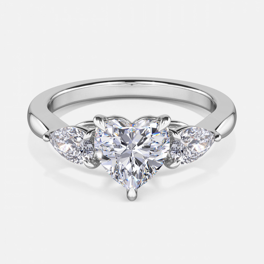 Tierney Heart Three Stone Moissanite Engagement Ring