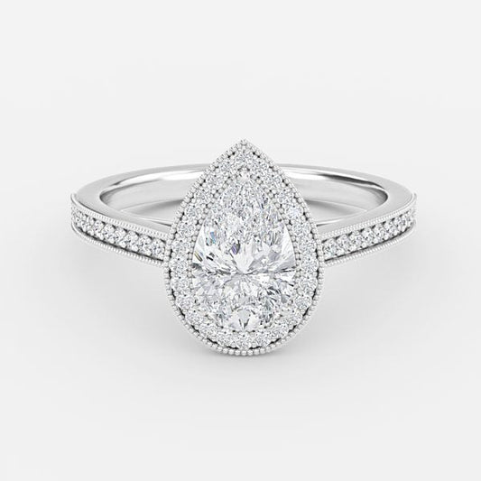 Haven Pear Halo Moissanite Engagement Ring