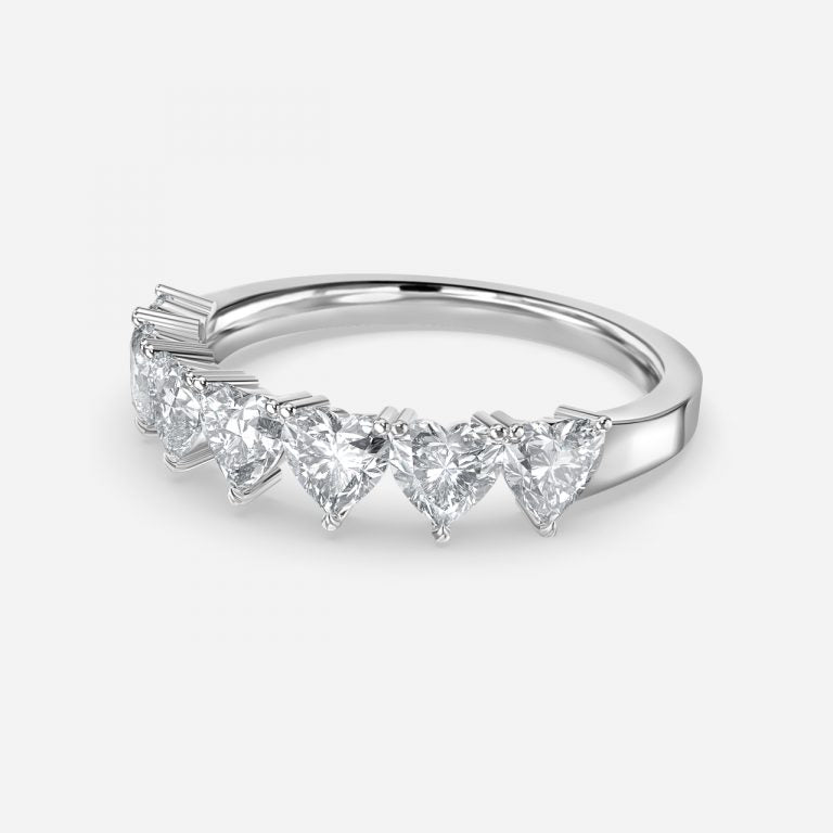 7 Stone Heart Moissanite Anniversary Band