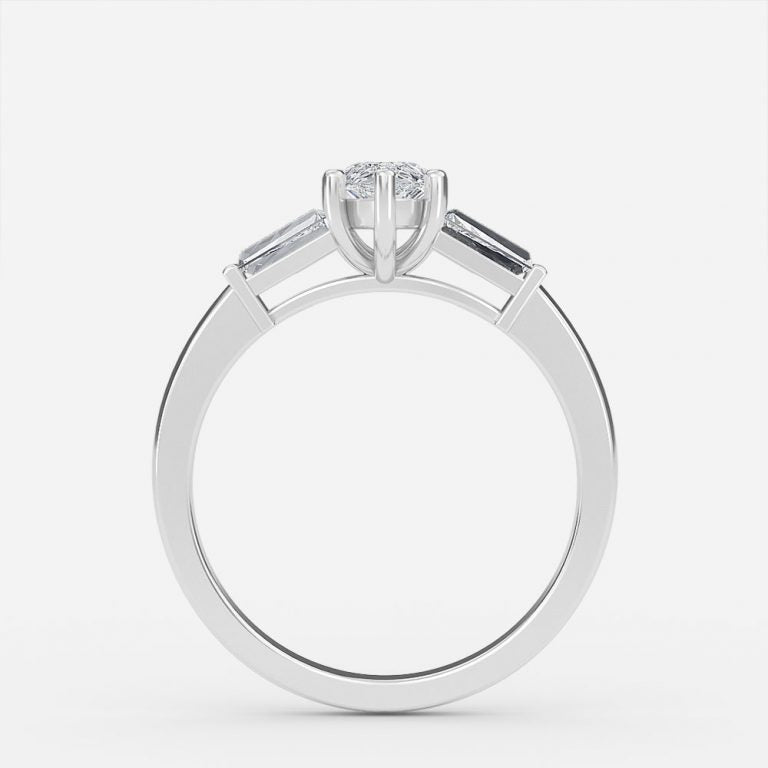 Lucinda Pear Three Stone Moissanite Engagement Ring