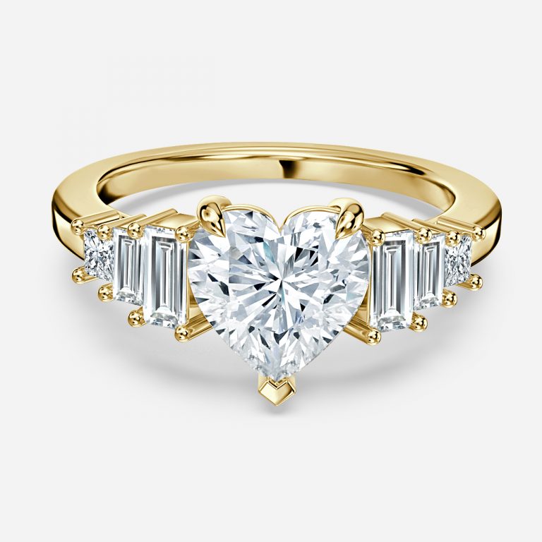 Fabiola Heart Three Stone Moissanite Engagement Ring