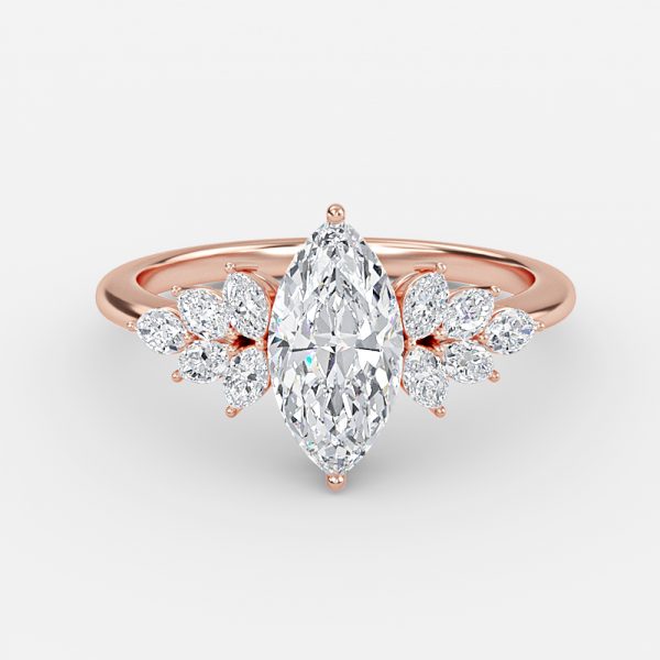 Clarity Marquise Three Stone Moissanite Engagement Ring