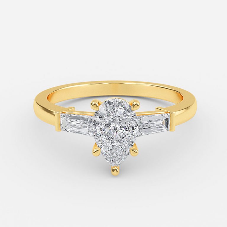Lucinda Pear Three Stone Moissanite Engagement Ring