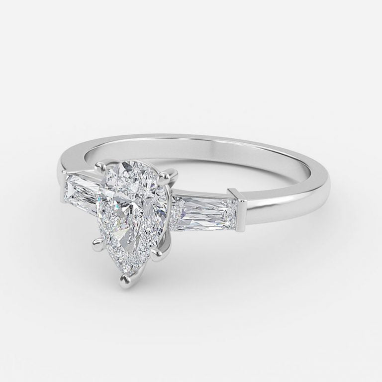 Lucinda Pear Three Stone Moissanite Engagement Ring