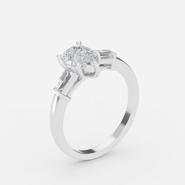 Lucinda Pear Three Stone Moissanite Engagement Ring