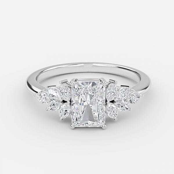Clarity Radiant Three Stone Moissanite Engagement Ring