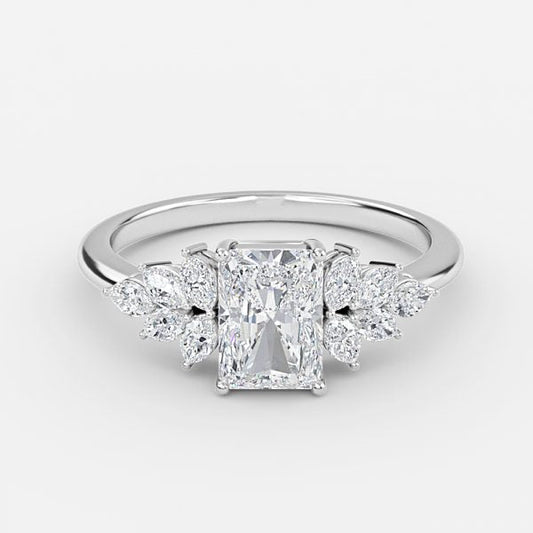 Clarity Radiant Three Stone Moissanite Engagement Ring