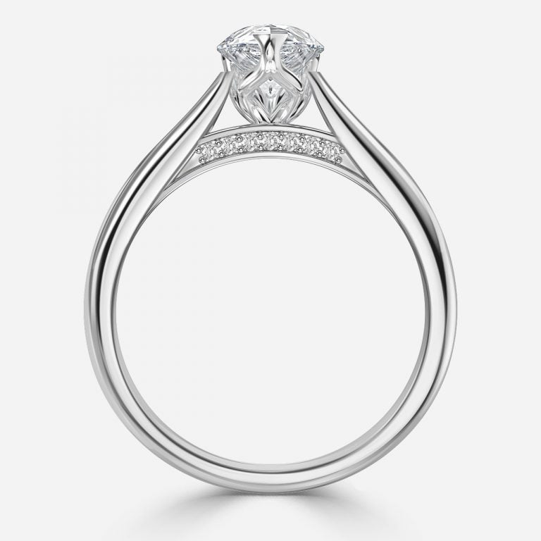Saffron Pear Hidden Halo Moissanite Engagement Ring